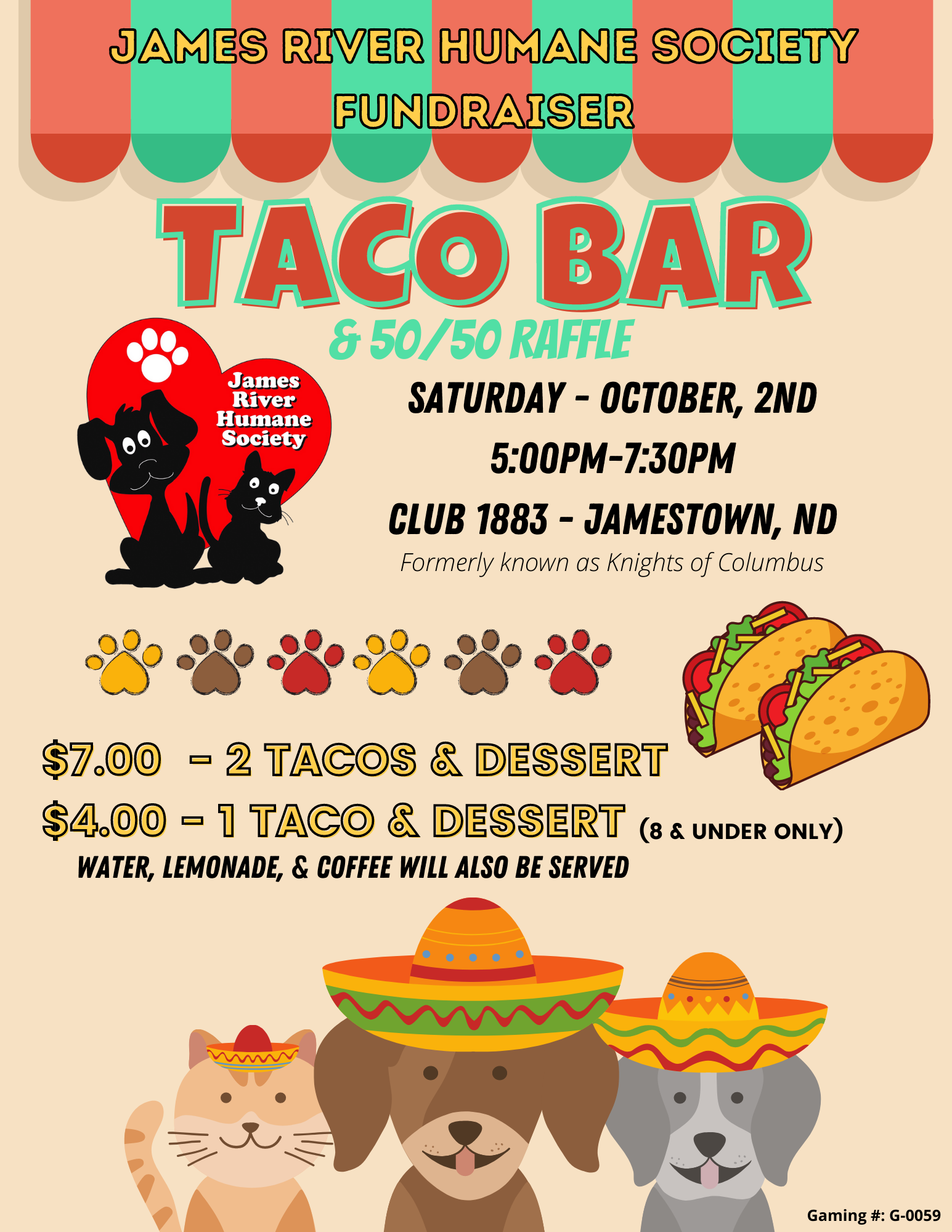 Humane Society Taco Bar - Jamestown Events Calendar : Jamestown Events ...